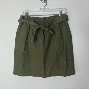 NEW J. Crew Linen City Mini Belted Skirt Green 936